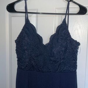 Blue gown mermaid lace detail